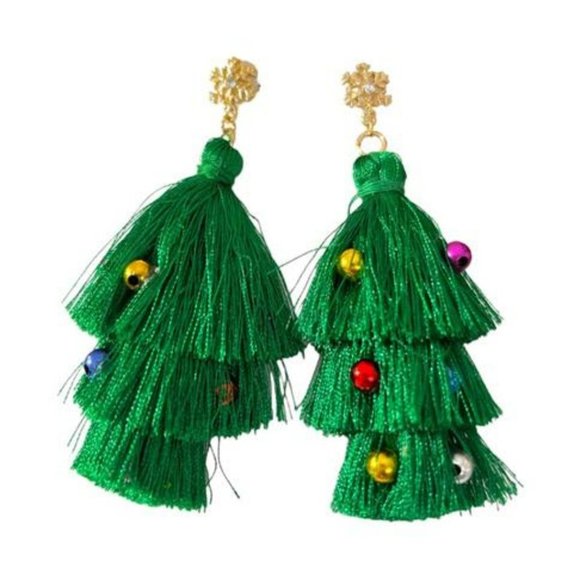 Jewelry - Green Fringe Christmas Tree Earrings Christmas Ornaments Decor Bridal Jewelry